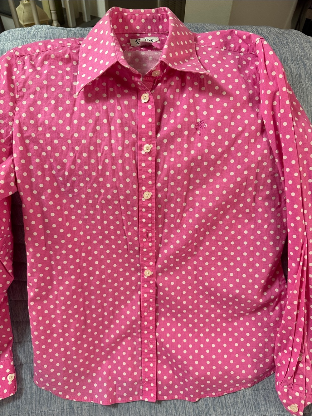 Polka Dot Button-Down Shirt - Pink Lilly Pulitzer women’s